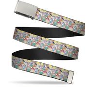 Nickelodeon Men's Buckle-Down Web Belt Nick 90's Rewind 1.25", Multicolor, Wide-Fits up to 42" Pant Size