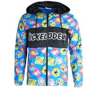 Nickelodeon Men's Jacket - Lightweight Hooded Windbreaker Coat - Vintage Novelty Streetwear for Men: SpongeBob Rugrats (S-XL), Blue/Black, M