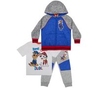 Nickelodeon Paw Patrol Boys 3 Piece Fleece Pants Set, Paw Patrol Zip-Up Hoodie, T-Shirt, and Pants 3-Pack Bundle Set, Grey/Blue, 5