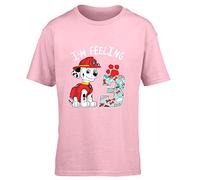 Nickelodeon Paw Patrol Marshall 'I'm Feeling 3' Birthday Age Childrens Short Sleeve Printed T Shirt (Light Pink)