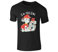 Nickelodeon Paw Patrol Marshall 'I'm Feeling 6' Birthday Age Childrens Short Sleeve Printed T Shirt (UK, Age, 6 Years, Regular, Black)