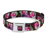 Nickelodeon Pet Collar, Dog Collar Metal Seatbelt Buckle, Invader Zim Close Up Poses Reds, 15 to 24 Inches 1.0 Inch Wide