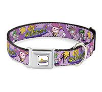 Nickelodeon Pet Collar, Dog Collar Metal Seatbelt Buckle, The Fairly OddParents Timmy Cosmo and Wanda Group Pose Pinks, 9.5 to 13 Inches 1.0 Inch Wide