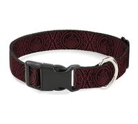 Nickelodeon Pet Collar, Dog Collar Plastic Buckle, Avatar Last Airbender Fire Element Symbol BlackRed, 9.5 to 14.5 Inches 0.5 Inch Wide