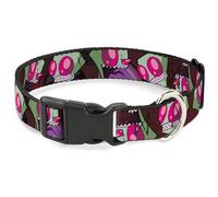 Nickelodeon Pet Collar, Dog Collar Plastic Buckle, Invader Zim Close Up Poses Reds, 11 to 16.5 Inches 1.0 Inch Wide