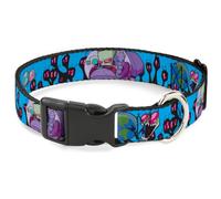 Nickelodeon Pet Collar, Dog Collar Plastic Buckle, Invader Zim GIR and Piggy Rule The World Poses Blue, 8.5 to 12 Inches 0.5 Inch Wide