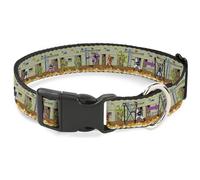Nickelodeon Pet Collar, Dog Collar Plastic Buckle, Ninja Turtles Battle Foot Soldiers Video Game Scene Tan, 15 to 24 Inches 1.0 Inch Wide