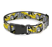Nickelodeon Pet Collar, Dog Collar Plastic Buckle, Teenage Mutant Ninja Turtles Shredder Pose and Icons Yellow, 9.5 to 14.5 Inches 0.5 Inch Wide