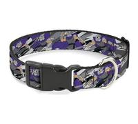 Nickelodeon Pet Collar, Dog Collar Plastic Buckle, Teenage Mutant Ninja Turtles Shredder Poses Grays Purple, 20 to 31 Inches 1.5 Inch Wide