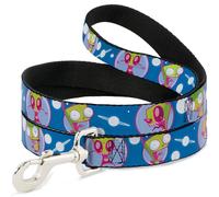 Nickelodeon Pet Leash, Dog Leash, Invader Zim and Gir Poses and Planets Blue White, 4 Feet Long 0.5 Inch Wide