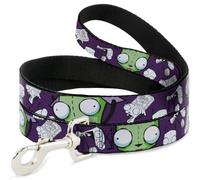 Nickelodeon Pet Leash, Dog Leash, Invader Zim Gir Poses and Sketch Purple, 4 Feet Long 0.5 Inch Wide