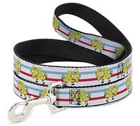 Nickelodeon Pet Leash, Dog Leash, Mocking Spongebob Pose Stripe White Blue Red, 4 Feet Long 1.5 Inch Wide