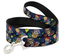 Nickelodeon Pet Leash, Dog Leash, Rocket Power Character Poses Shapes Cool Gray Multi Color, 6 Feet Long 1.5 Inch Wide