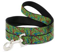 Nickelodeon Pet Leash, Dog Leash, Teenage Mutant Ninja Turtles Faces Stacked Green Multi Color, 4 Feet Long 0.5 Inch Wide