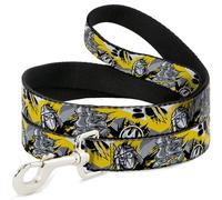 Nickelodeon Pet Leash, Dog Leash, Teenage Mutant Ninja Turtles Shredder Pose and Icons Yellow, 6 Feet Long 1.5 Inch Wide