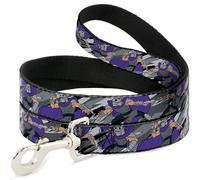 Nickelodeon Pet Leash, Dog Leash, Teenage Mutant Ninja Turtles Shredder Poses Grays Purple, 6 Feet Long 1.5 Inch Wide
