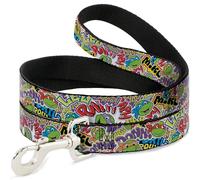 Nickelodeon Pet Leash, Dog Leash, Teenage Mutant Ninja Turtles Sticker Slaps White Multi Color, 4 Feet Long 1.5 Inch Wide