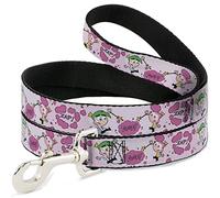 Nickelodeon Pet Leash, Dog Leash, The Fairly OddParents Cosmo and Wanda Wish Poses Pink, 4 Feet Long 1.5 Inch Wide