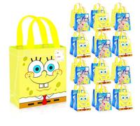 Nickelodeon Spongebob Squarepants Party Favor Bags Set - 24 Pack 8" Spongebob Party Goodie Bags for Kids Bulk Reusable Totes | Spongebob Birthday Party Supplies