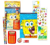 Nickelodeon Spongebob School Supplies Value Pack - 7 Pc Bundle with Notebook, Calculator, Pencils and More Plus Stickers for Kids Boy Girls | Spongebob Back to School Supplies
