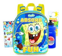 Nickelodeon Spongebob Squarepants Mini Backpack for Boys Kids Toddlers - 12" Iconic Woven Small Backpack Bundle w Stickers and More | Preschool Daycare Kindergarten