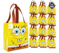 Nickelodeon Spongebob Squarepants Party Favor Bags Set - 24 Pack 8" Spongebob Party Goodie Bags for Kids Bulk Reusable Totes | Spongebob Birthday Party Supplies