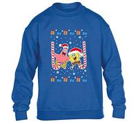 Nickelodeon Spongebob Squarepants & Patrick Star Candy Cane Christmas Xmas Childrens Kidz Printed Sweatshirt (Blue, 9-11 Years)