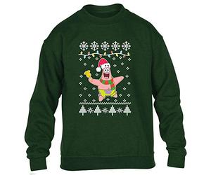 Nickelodeon Spongebob Squarepants Patrick Star Carol Singing Christmas Xmas Childrens Kidz Printed Sweatshirt (Green, 7-8 Years)