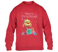 Nickelodeon Spongebob Squarepants Pile of Presents Christmas Xmas Childrens Kidz Printed Sweatshirt (Red, 12-14 Years)
