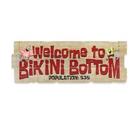 Nickelodeon SpongeBob SquarePants Welcome to Bikini Bottom Wood Wall Decor - Large Bikini Bottom Sign for Home Decorating