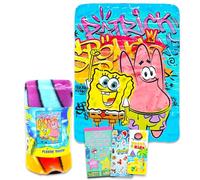 Spongebob Throw Blanket Bundle - Spongebob Squarepants Kids and Teens Blanket for Bedroom Decor Plus Stickers, More for Boys and Girls | Spongebob Blanket Size 45" x 60"