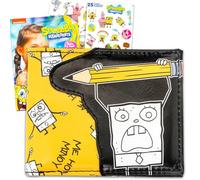 Nickelodeon Spongebob Wallet for Kids Set - Bundle with Doodlebob Card Organizer with Pockets for Men Plus Stickers, More | Spongebob Squarepants Wallet for Teens