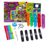 Nickelodeon Teenage Mutant Ninja Turtles Skateboard Toy Set - Bundle with TMNT Skateboard Studio with Fingerboards Stickers and More | TMNT Party Su