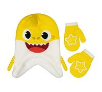 Nickelodeon Unisex Kid's Winter Hat and Mittens Set, Baby Shark Toddler Beanie and Gloves for Children Age 2-4, Yellow/White, Years