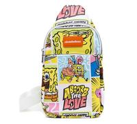 Nickelodeon Vegan Leather Crossbody Sling Bag, SpongeBob SquarePants and Friends Character Blocks, 7" x 14", Multicolor, 7" x 14"