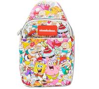 Nickelodeon Vegan Leather Crossbody Sling Bag with Adjustable Straps, Nick 90s Rewind Character Poses Stacked