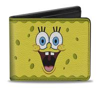 Buckle-Down Men's Nickelodeon Wallet, Bifold, Expressions Yellows, Vegan Leather, Spongebob Squarepants, 4.0" x 3.5", Spongebob Squarepants, 4.0" x 3.5", Nickelodeon Wallet, Bifold, Spongebob