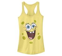 Nickelodeon Women's Squarepants Spongebob Big Shiny Face Junior's Racerback Tank Top Shirt, Banana, X-Small