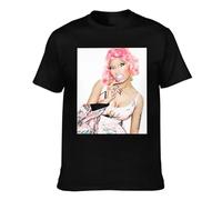 Nicki Music Minaj Shirt Men's Crew Neck Short Sleeved T-Shirt Fashionable Versatile Cotton Tops Black