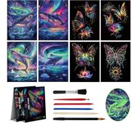 NICKLIN 8 Pcs A4 Scratch Art Paper for Adults, Glow in The Dark Scratch