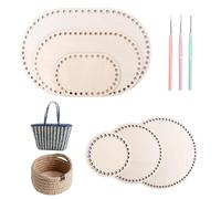 NICKLIN 9Pcs Natural Wooden Basket Bottom Set,Crocheting Oval Flat Round Circle Blank Crochet Basket Base,Wood Baskets for DIY Chirstmas Baskets Weaving Crochet Supplies 10/15/20/30cm