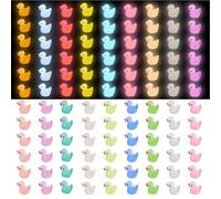 NICKLIN Mini Resin Ducks 108Pcs Cute Mini Duck 18 Colors Little Ducks Plastic Small Luminous Ducks Bulk Glow in Dark for Garden Tank Aquarium Dollhouse Décor