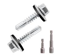 NICKLIN Self Tapping Screws Metal, 104 Pcs Self Drilling Screws | Trapezoidal Sheet Metal Screws with Washers Roofing, with 2 Hex Bit Socket Wrench Set for Steel, Wood, Industry