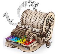nicknack 3D Wooden Model Kits Piano Hand Cranked Music Box Mechanical Building Puzzle Gifts Construction Kits for Teens Adults to Build - Light, Musical Machine-light (GDL-501)