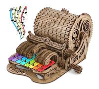 nicknack 3D Wooden Model Kits Piano Hand Cranked Music Box Mechanical Building Puzzle Gifts Construction Kits for Teens Adults to Build - Dark, GDL-501