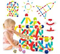 nicknack Magnetic Sensory Toys for Autism, Fidget Toys with 6-in-1 Magnetic Building Sticks Pop Tubes & Ball, 67Pcs STEM Construction Set Gift for Kids Boy Girls Ages 3-8