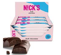 NICKS Dark Chocolate Vegan Keto Bars 1.1g Net Carbs, No Added Sugar, 107 Calories, Low Carb Sweets, Gluten Free Snack Bar (15x25g)