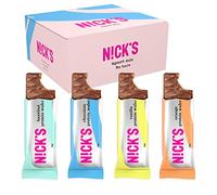 NICKS Protein Bar Variety Pack - No Added Sugar - 25% Protein - 203 Calories - 4 Flavor Sport Mix Box with Gluten Free Wafer Low Carb Chocolate Snack without Palm Oil (9x40g)