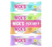 NICKS Protein Wafer Bars 40g - Pick Any 9 - Choose from 4+ different flavours, Chocolate, Hazlenut, Orange, Vanilla