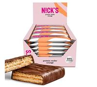 NICKS Protein Wafer Bars Orange | 25% Protein | 203 Calories | Low carb Biscuits Snack Bar No Added Sugar Gluten free (Multipack 24x40g)